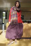 Paloma Bubble Hem Midi Skirt Damson